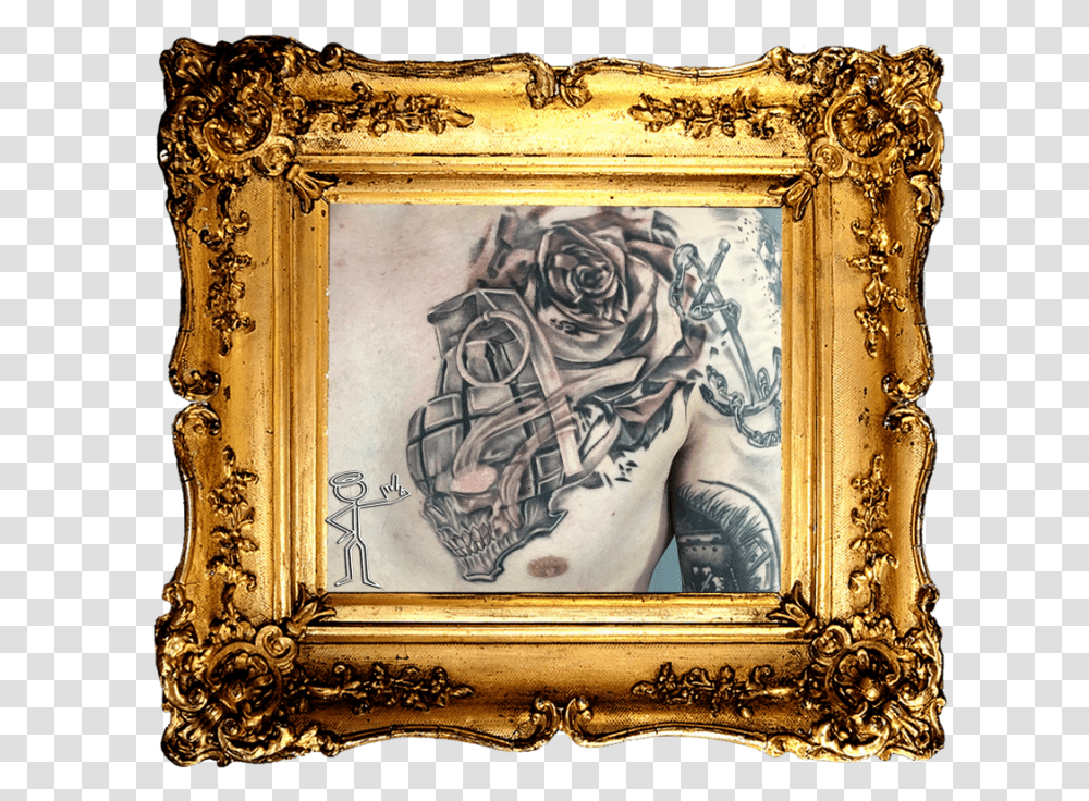 Skull Tattoo Clip Art Picture Frame, Painting, Tiger, Skin, Drawing Transparent Png