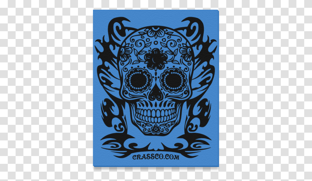 Skull Tribal Blue Canvas Print 16 X20 Skull, Doodle, Drawing, Label Transparent Png