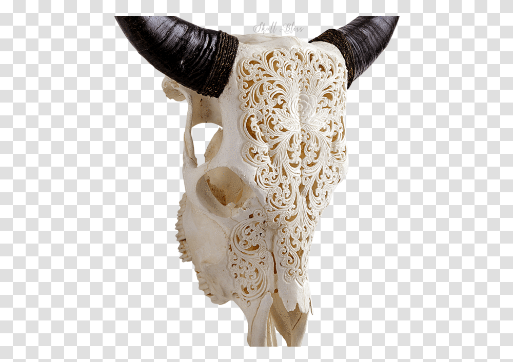 Skull Variant Skull Only Carved Cow Skull Xl Horns Glowing Mandala, Ivory, Person, Human, Animal Transparent Png