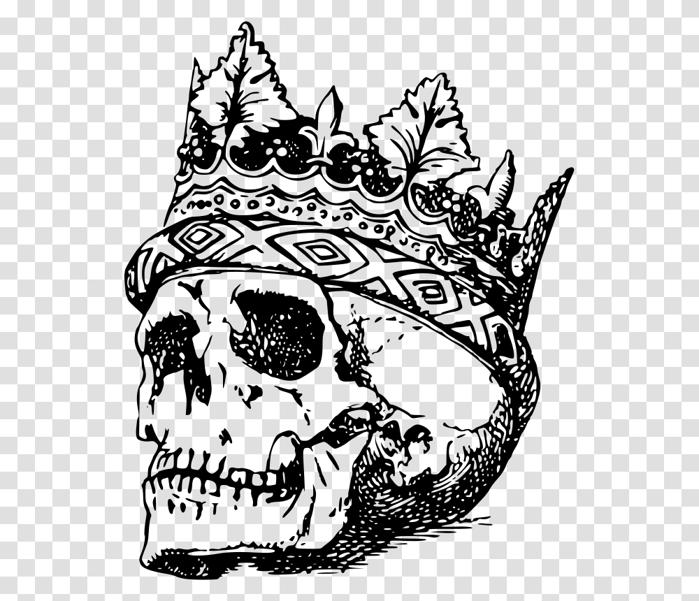 Skull Wearing Crown Skull Crown, Gray, World Of Warcraft Transparent Png