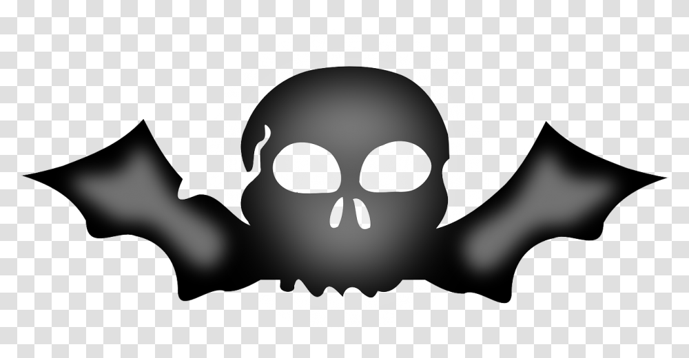 Skull With Crossbones With Wings, Stencil Transparent Png