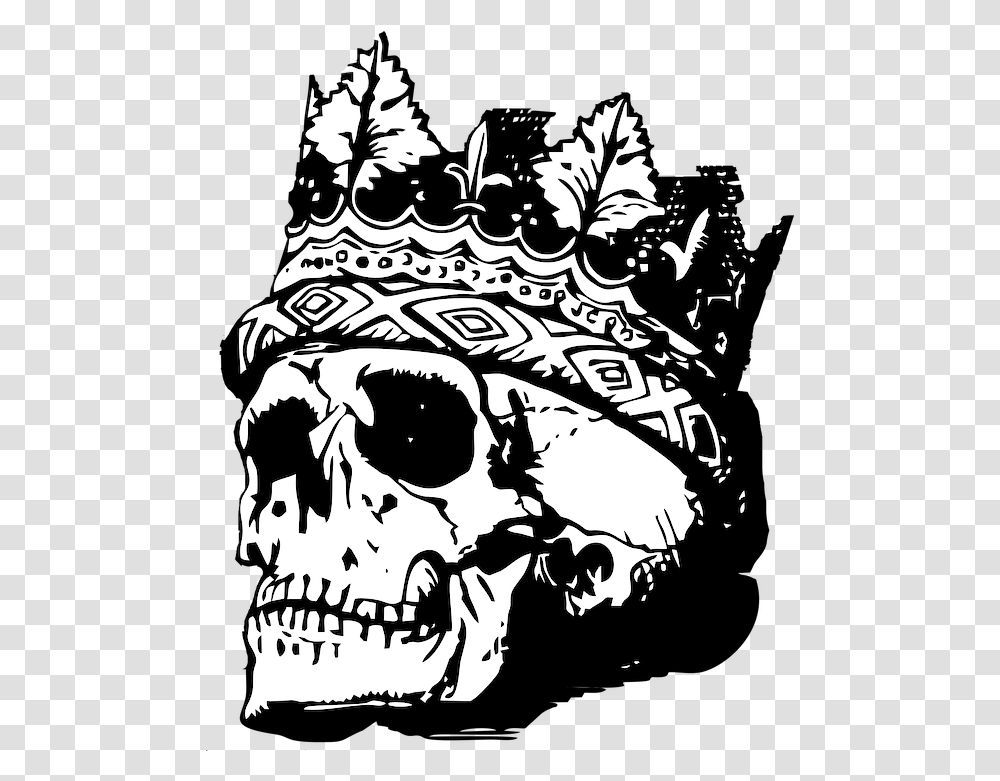 Skull With Crown Free Vector Graphic On Pixabay, Stencil, Poster, Advertisement, Art Transparent Png