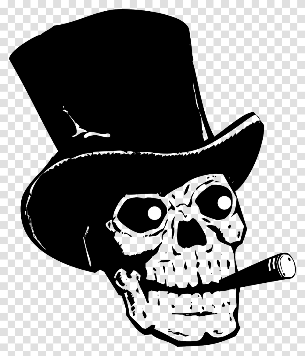 Skull With Hat Logo, Black Cat, Pet, Mammal, Animal Transparent Png