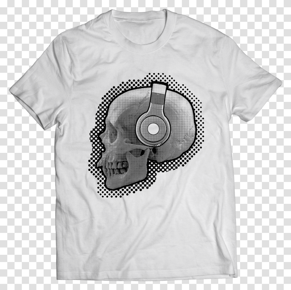 Skull With Headphones, Apparel, T-Shirt Transparent Png