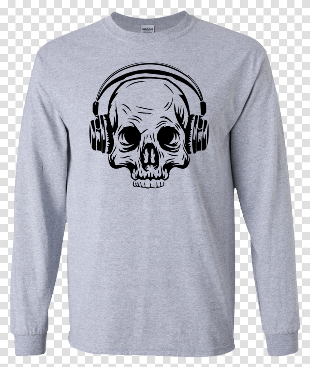 Skull With Headphones, Sleeve, Apparel, Long Sleeve Transparent Png