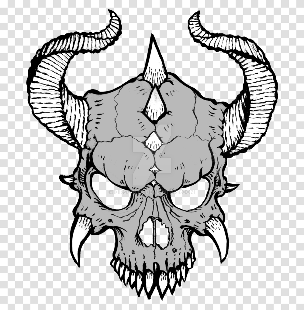 Skull With Horns Drawing At Getdrawings Cool Skulls To Draw, Stencil, Emblem, Alien Transparent Png