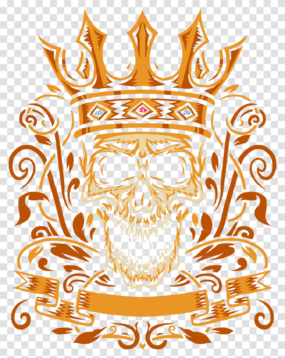 Skull With King Crown Illustration, Symbol, Emblem, Architecture, Building Transparent Png
