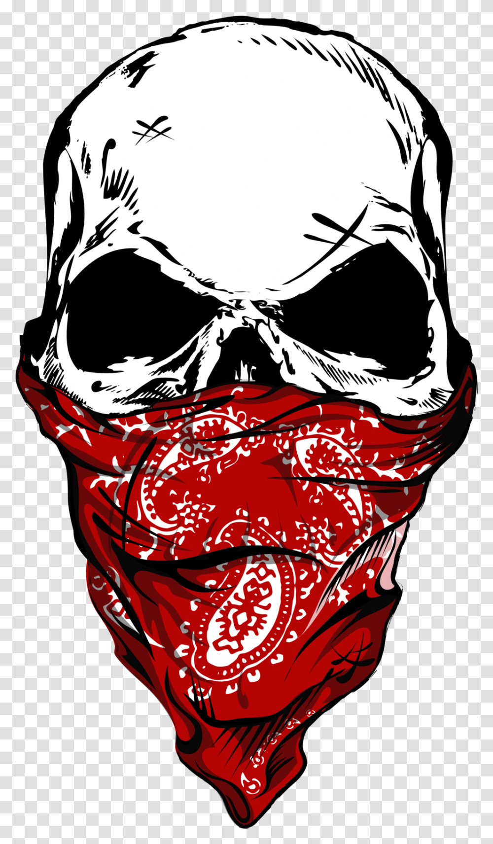 Skull With Red Bandana, Helmet, Apparel, Stencil Transparent Png