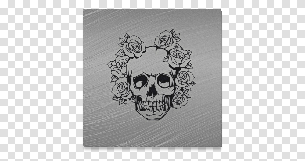 Skull With Roses Canvas Print 16 X16 Disegni Facili Da Disegnare, Doodle, Drawing Transparent Png