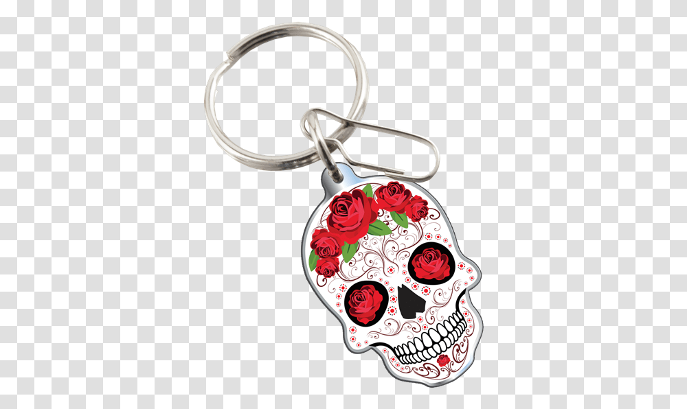 Skull With Roses Key Chain Vintage Disney Key Chains, Pendant, Ornament Transparent Png