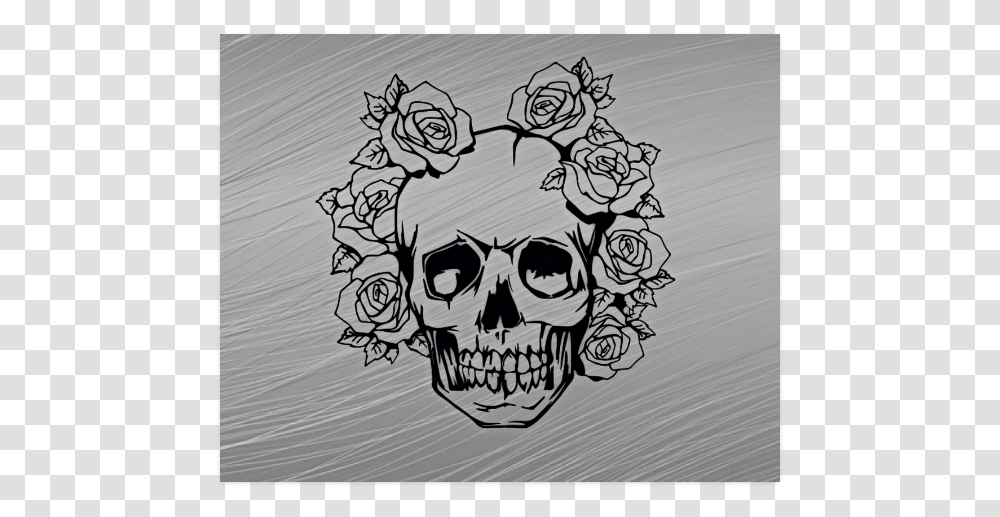 Skull With Roses Poster 20 X16 Disegni Facili Da Disegnare, Face, Stencil, Drawing Transparent Png