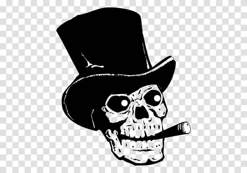 Skull With Top Hat And Cigar, Lighting, Flare, Stage, Hand Transparent Png