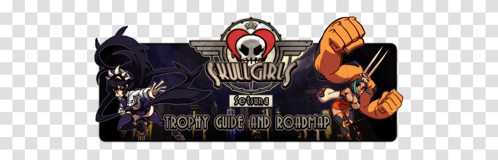 Skullgirls Trophy Guide Road Fictional Character, Helmet, Clothing, Person, Poster Transparent Png