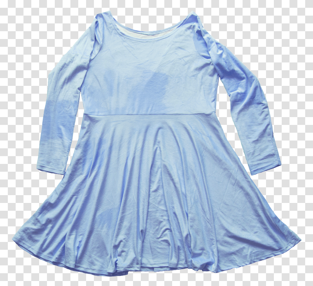 Sky Blue Velvet Skater Dress Velvet, Sleeve, Apparel, Long Sleeve Transparent Png