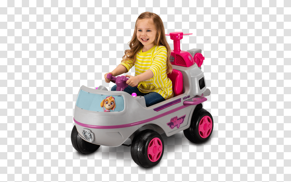 Skye Paw Patrol Ride, Person, Vehicle, Transportation, Toy Transparent Png