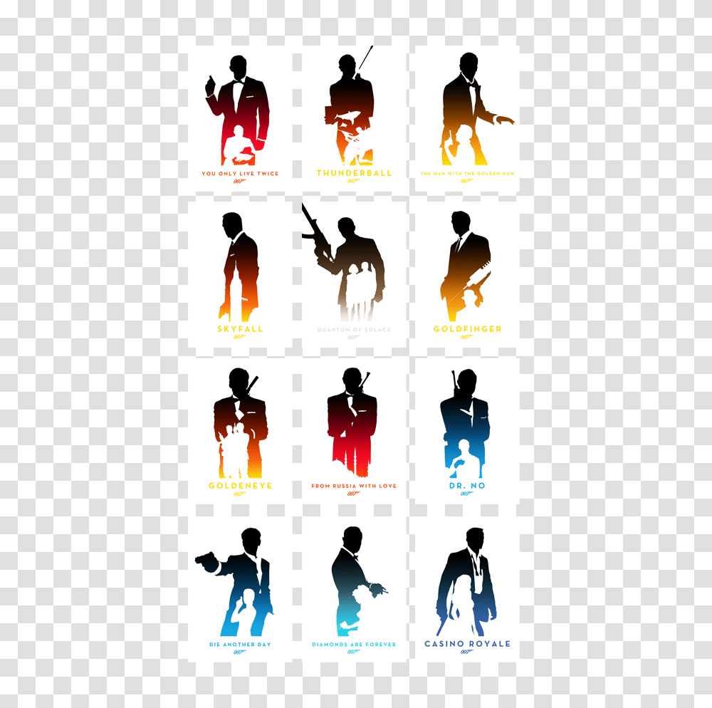 Skyfall And Other James Bond Films Minimalist Movie Posters, Person, Silhouette, Crowd, Hand Transparent Png