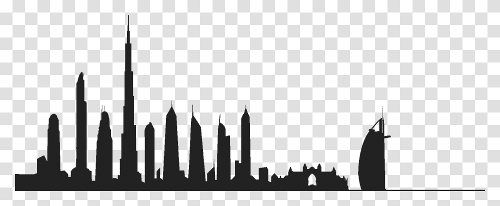 Skyline Clipart Building Dubai Dubai City Silhouette, Nature, Outdoors, Panoramic, Landscape Transparent Png