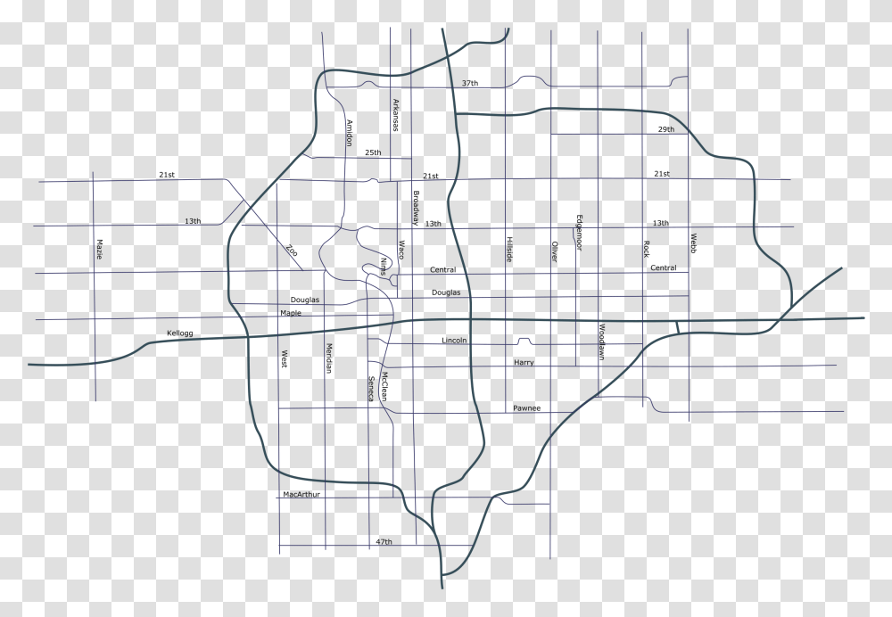Skyline Clipart Wichita Map Of Wichita, Number, Alphabet Transparent Png