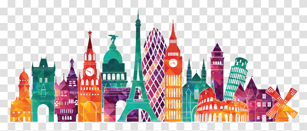 Skyline Europe Clipart Schengen Visa Photo Design, Spire, Tower, Architecture, Building Transparent Png