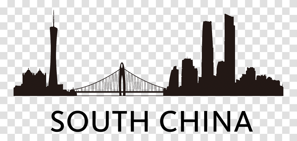 Skyline Silhouette Logo Mira Design Black China City Silhouette, Building, Bridge, Suspension Bridge, Architecture Transparent Png