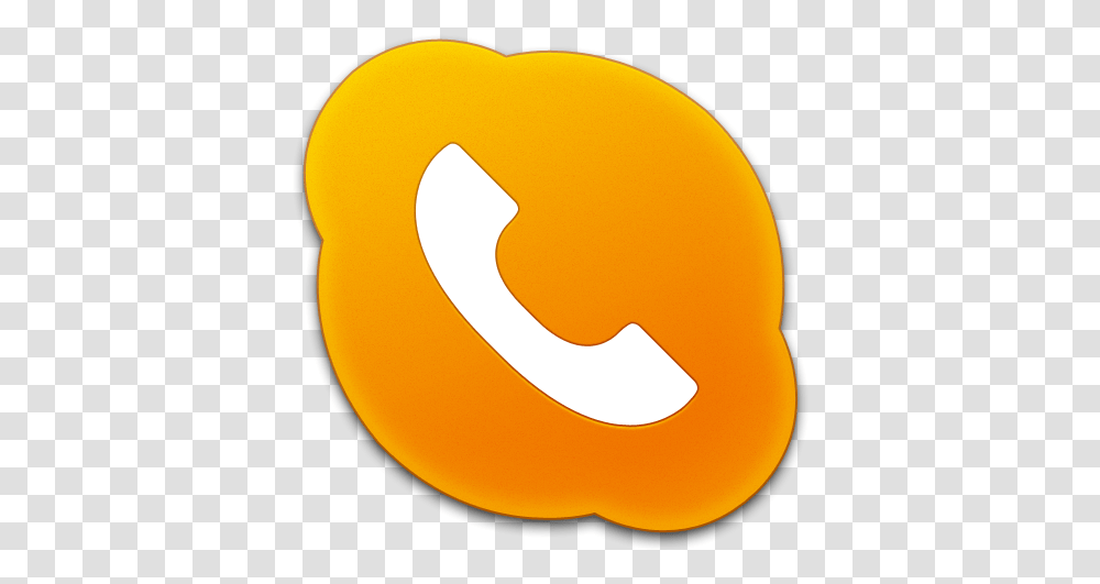 Skype Phone Orange Icon Phone Call Icon Yellow, Plant, Logo, Symbol, Trademark Transparent Png
