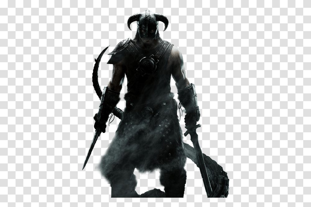 Skyrim Character Black And White Gaming Poster, Person, Human, Horse, Mammal Transparent Png