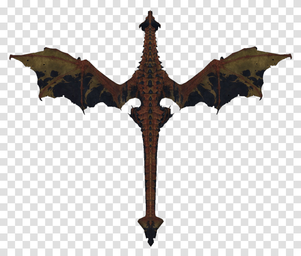 Skyrim Dragon Top View, Cross, Weapon, Weaponry Transparent Png