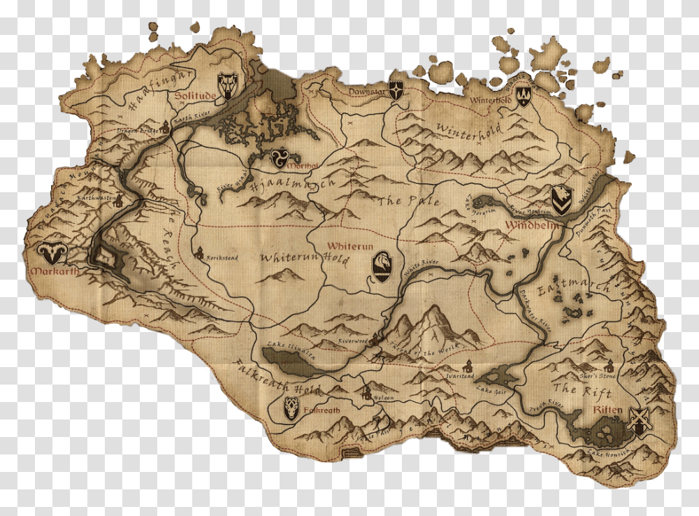 Skyrim Tamriel Dragons Dragonborn Dovahkiin Map Mapofsk Skyrim Map, Diagram, Atlas, Plot, Painting Transparent Png