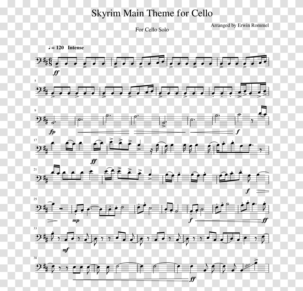 Skyrim Theme For Cello, Gray, World Of Warcraft Transparent Png