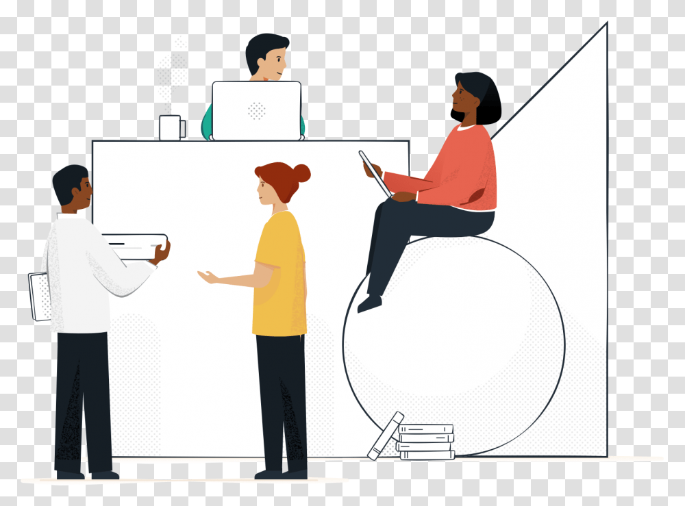 Slack Community Table Table, Person, Standing, Sitting, White Board Transparent Png