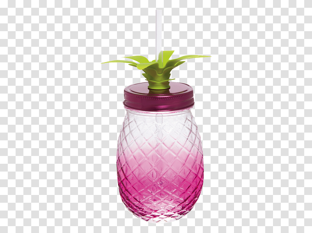 Slant Pink Ombre Pineapple Glass Bottle, Jar, Lamp Transparent Png