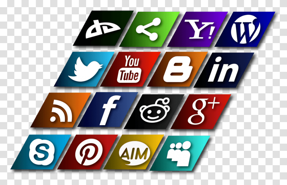 Slanted Social Media Icons Vector Yahoo, Word, Number Transparent Png