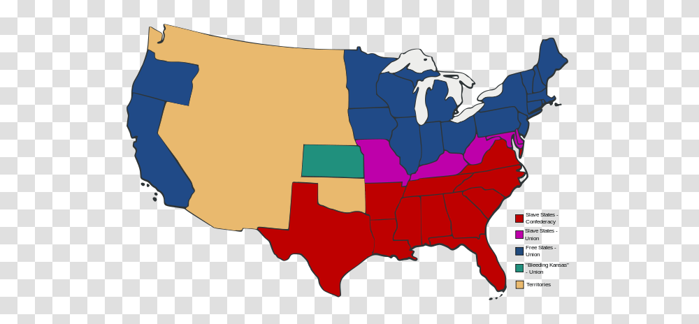 Slave And Free States Before The American Civil War, Map, Diagram, Plot, Atlas Transparent Png
