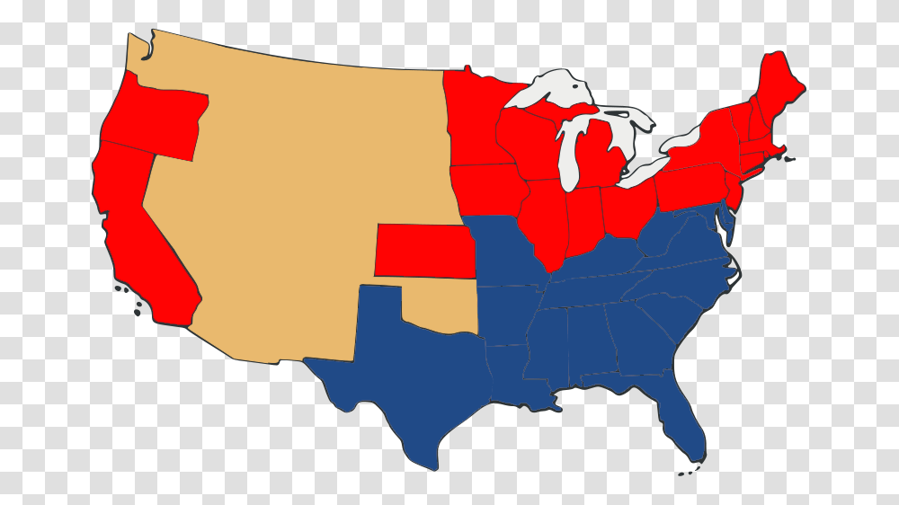 Slave And Free States Before The American Civil War Unbiased, Map, Diagram, Plot, Hand Transparent Png