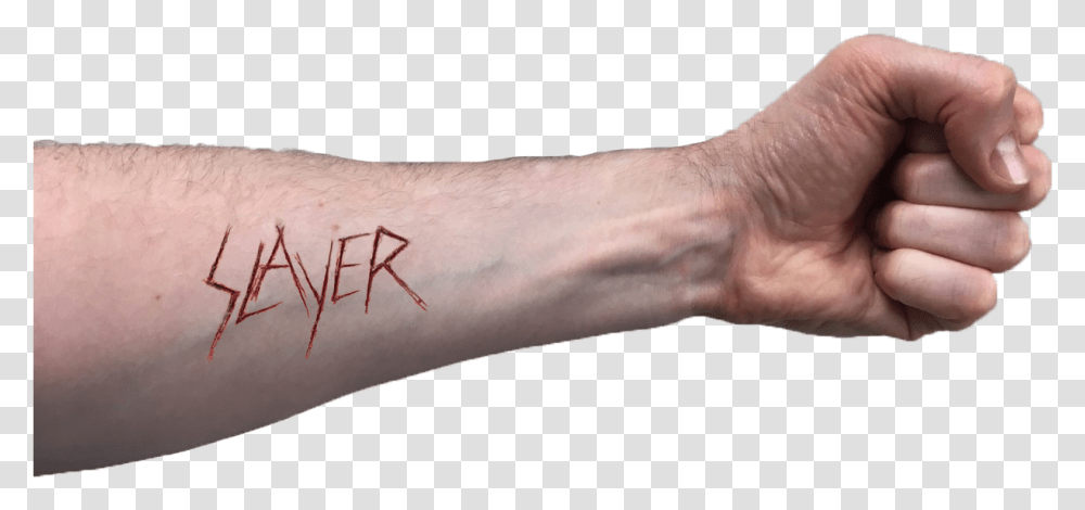 Slayer Scratchy Logo Cut Latex Applique Fist, Wrist, Hand, Person, Human Transparent Png