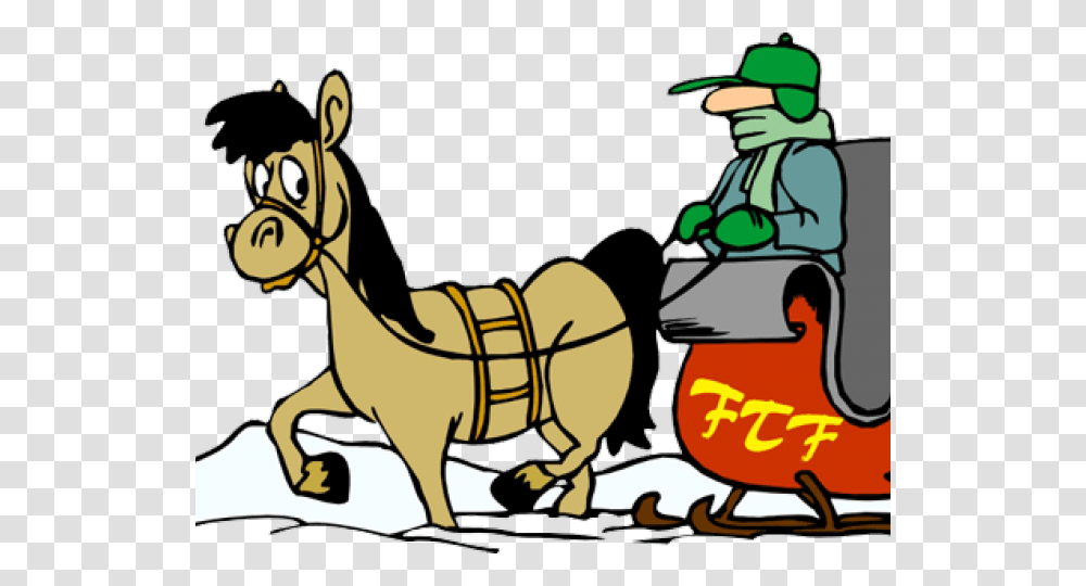 Sled Clipart Horse Drawn Cartoon Sleigh Ride, Vehicle, Transportation, Animal, Amusement Park Transparent Png