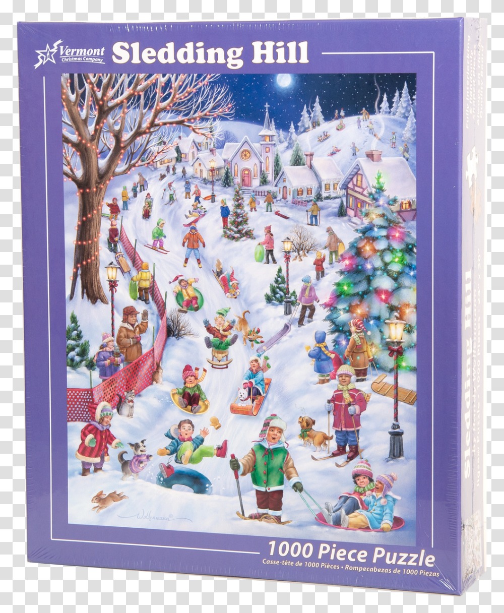 Sledding Hill Puzzle Christmas Sledding, Poster, Nature, Outdoors, Person Transparent Png