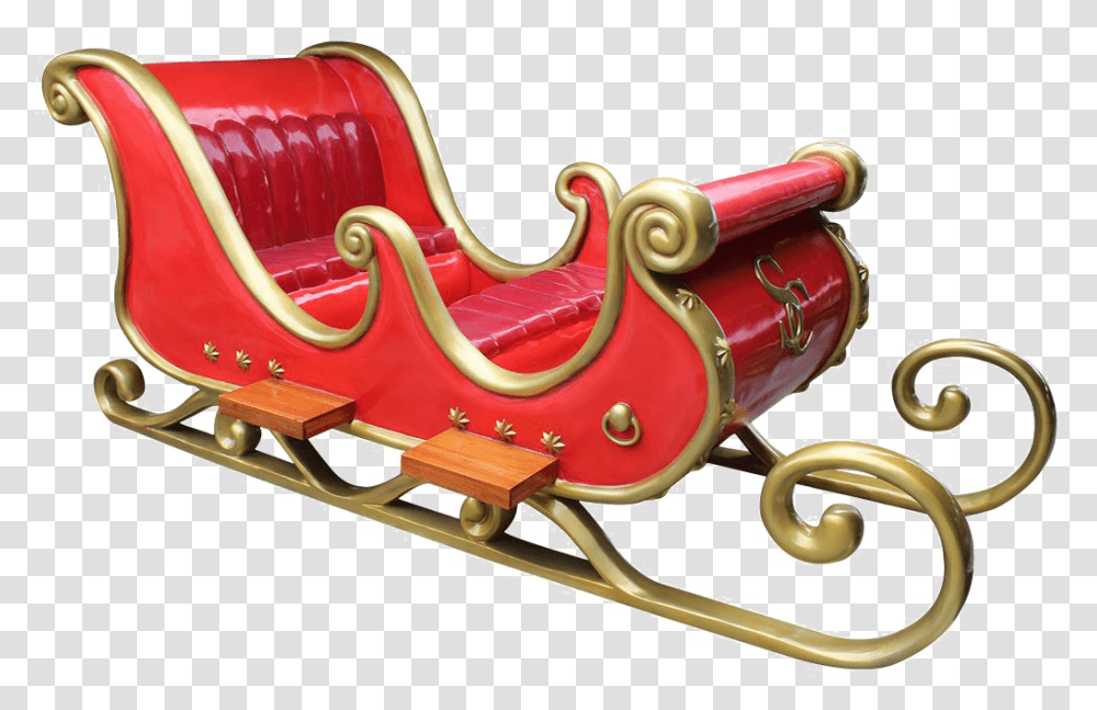 Sledvehiclefictional Charactersanta Claus Santas Sleigh, Transportation, Couch, Furniture Transparent Png