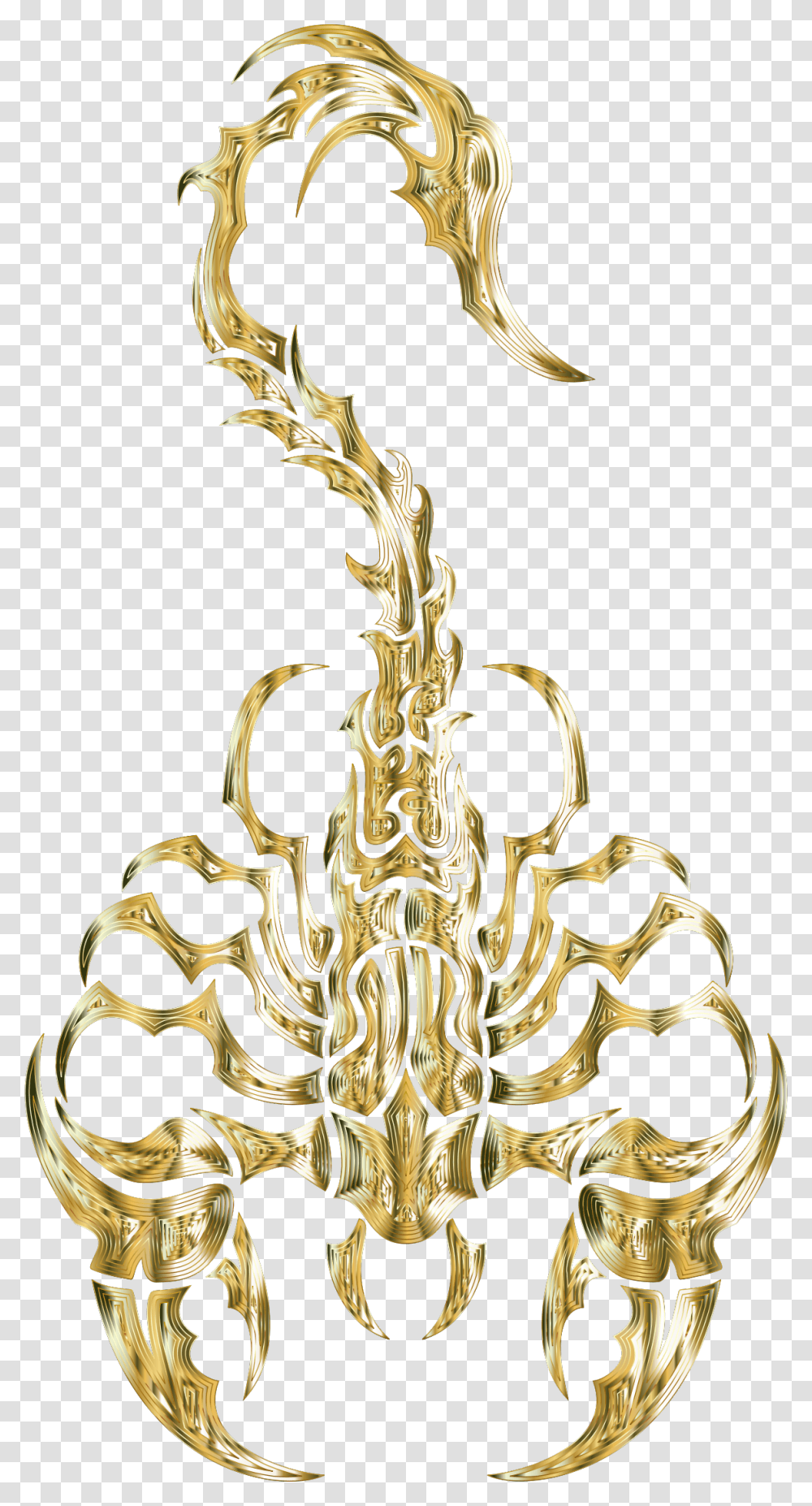 Sleek Tribal Scorpion Gold 2 Clip Arts Scorpion Artwork, Bronze, Antler, Chandelier Transparent Png