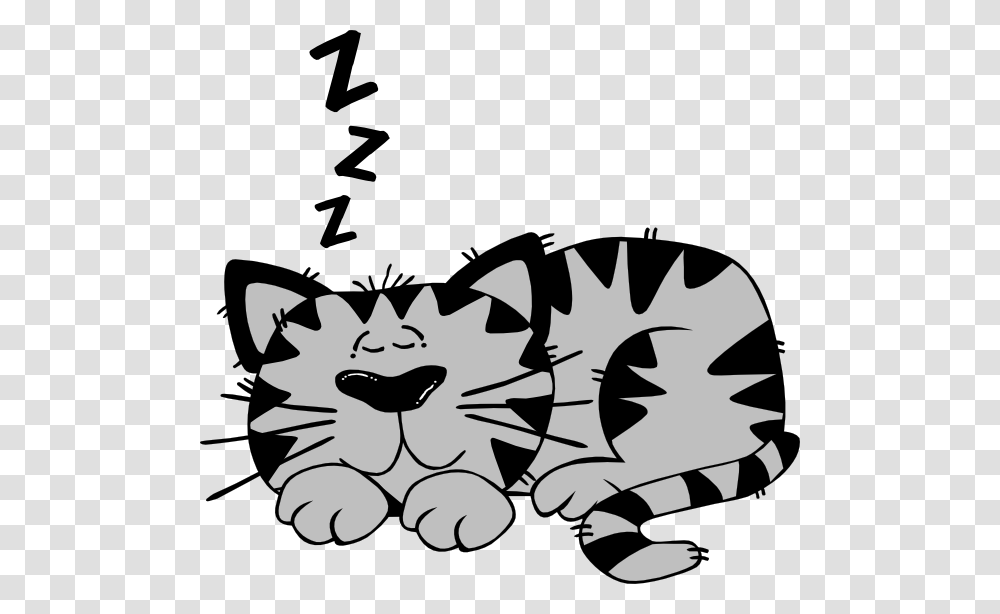Sleeping Cat Clipart Black And White, Stencil, Animal Transparent Png
