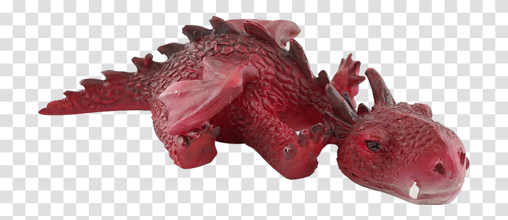 Sleeping Mini Red Dragon Statue Triceratops, Animal, Sea Life, Plant, Food Transparent Png