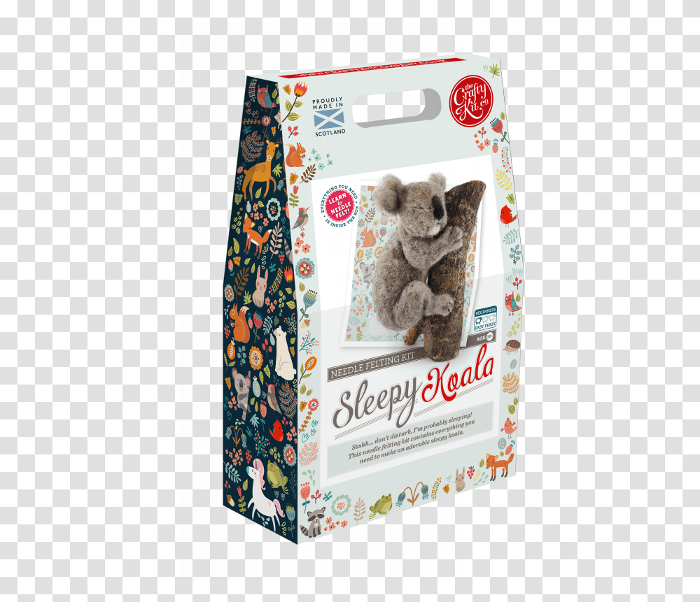 Sleepy Koala Needle Felting Kit By The Crafty Company Needle Felted Blue Tit Kit, Paper, Teddy Bear, Toy, Text Transparent Png