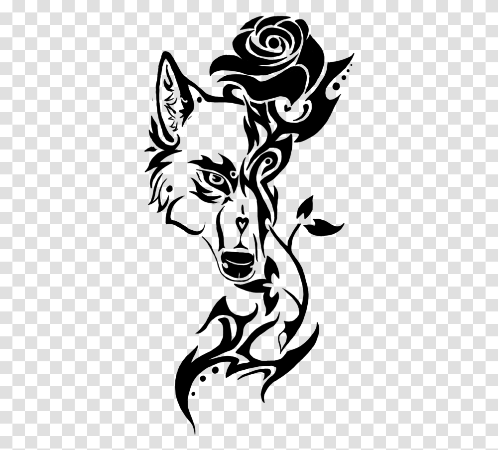 Sleeve Tattoo Drawing Tribal Wolf With Rose, Gray, World Of Warcraft Transparent Png