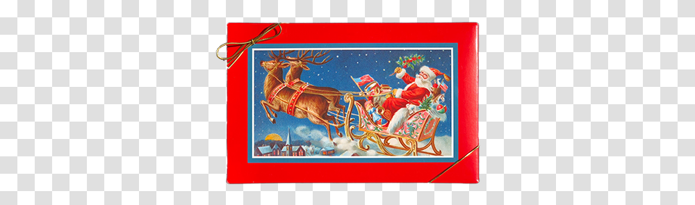Sleigh Gift Box Victorian Christmas Cards Santa, Person, Art, Mural, Painting Transparent Png