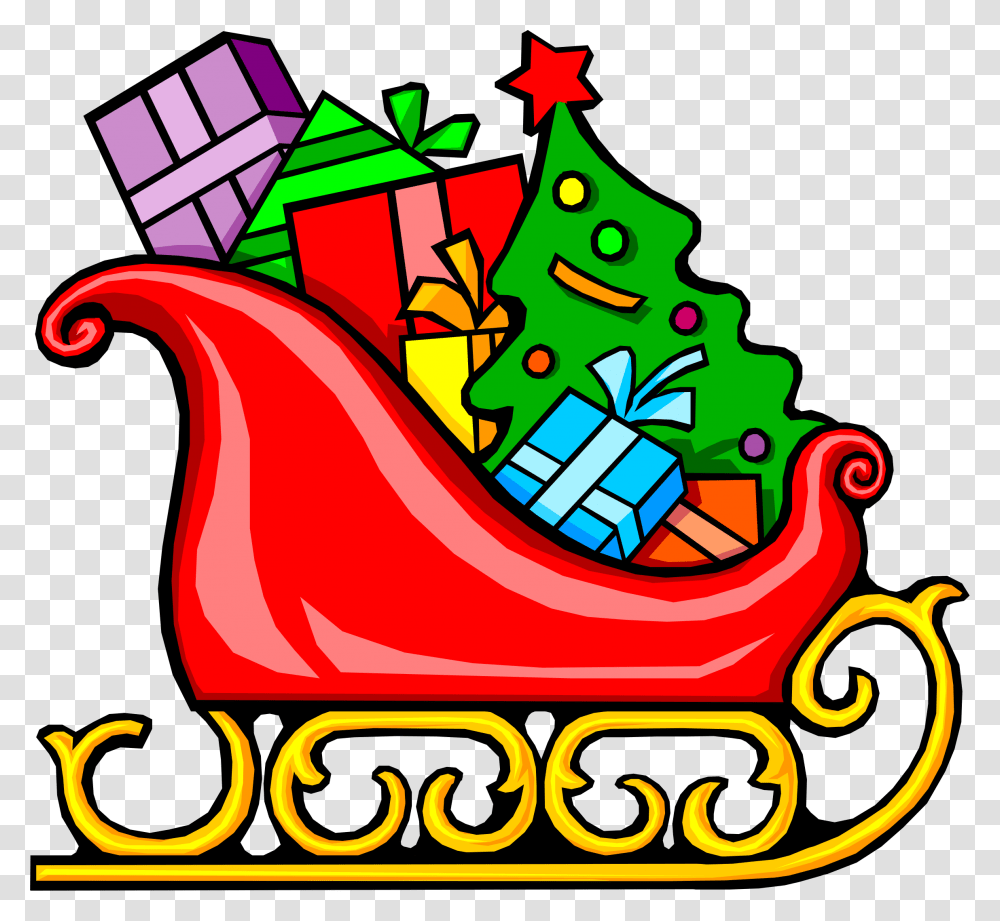 Sleigh With Presents Santa Sleigh With Presents, Logo, Trademark Transparent Png