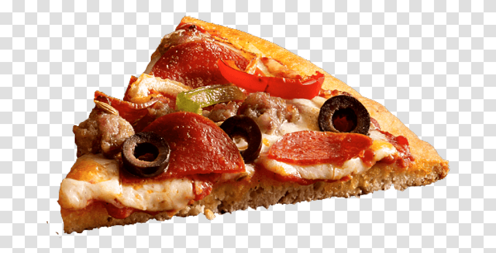 Slice Of Pizza Slice Of Supreme Pizza, Food, Pork, Bacon, Bakery Transparent Png