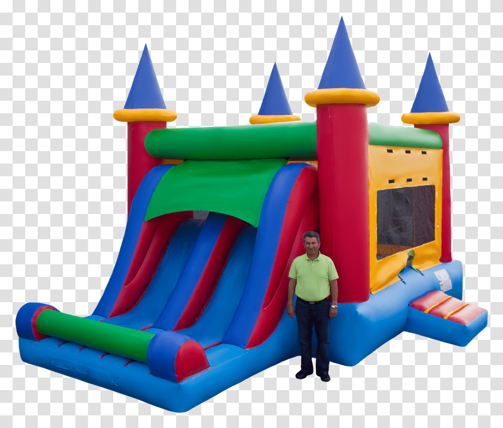 Slider Image Bounce House With Slide, Person, Human, Toy, Inflatable Transparent Png