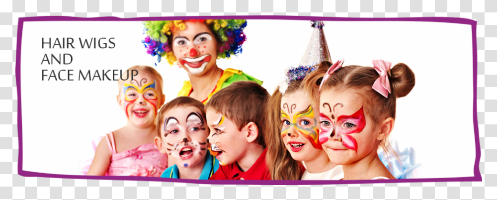 Slider Kid Clown Face Painting, Person, Human, Performer, People Transparent Png