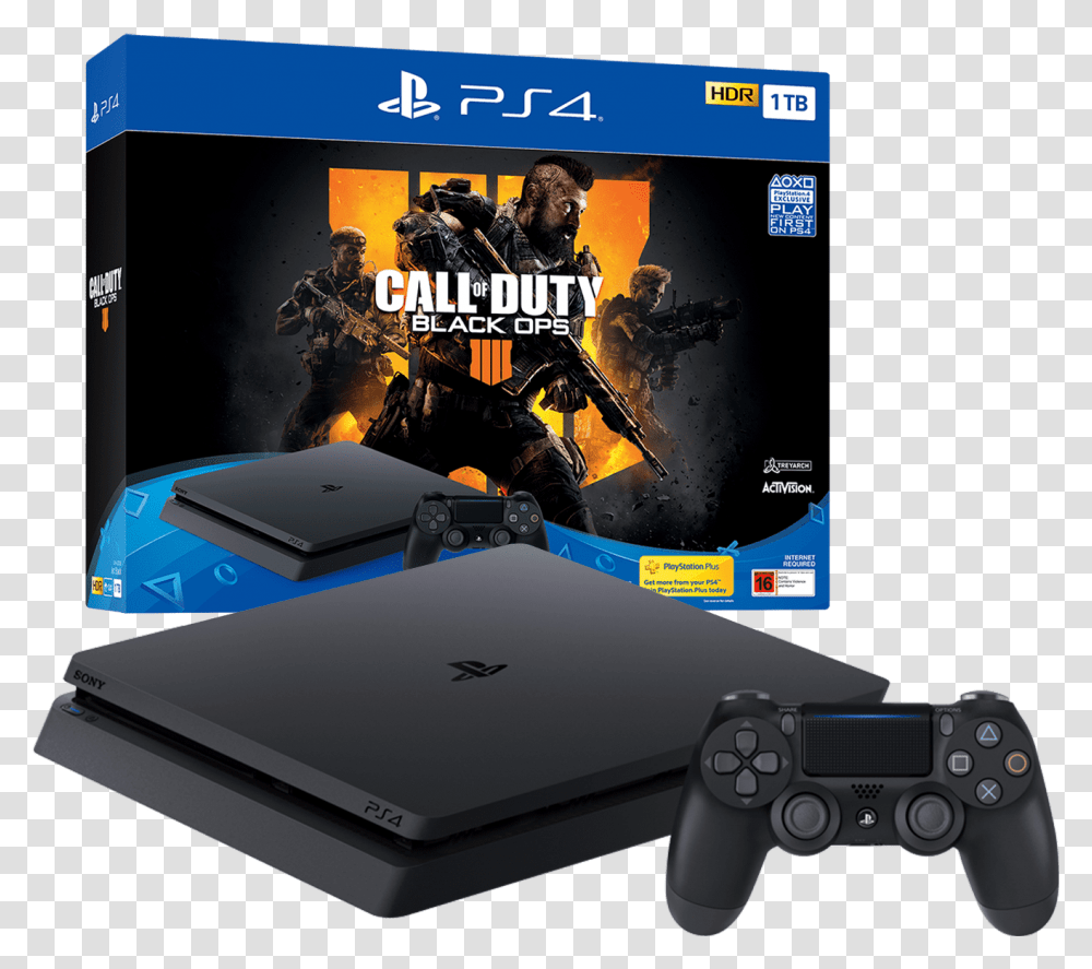 Slim 1tb Console With Call Of Duty Playstation 4 Slim 1tb Bundle, Person, Human, Pc, Computer Transparent Png