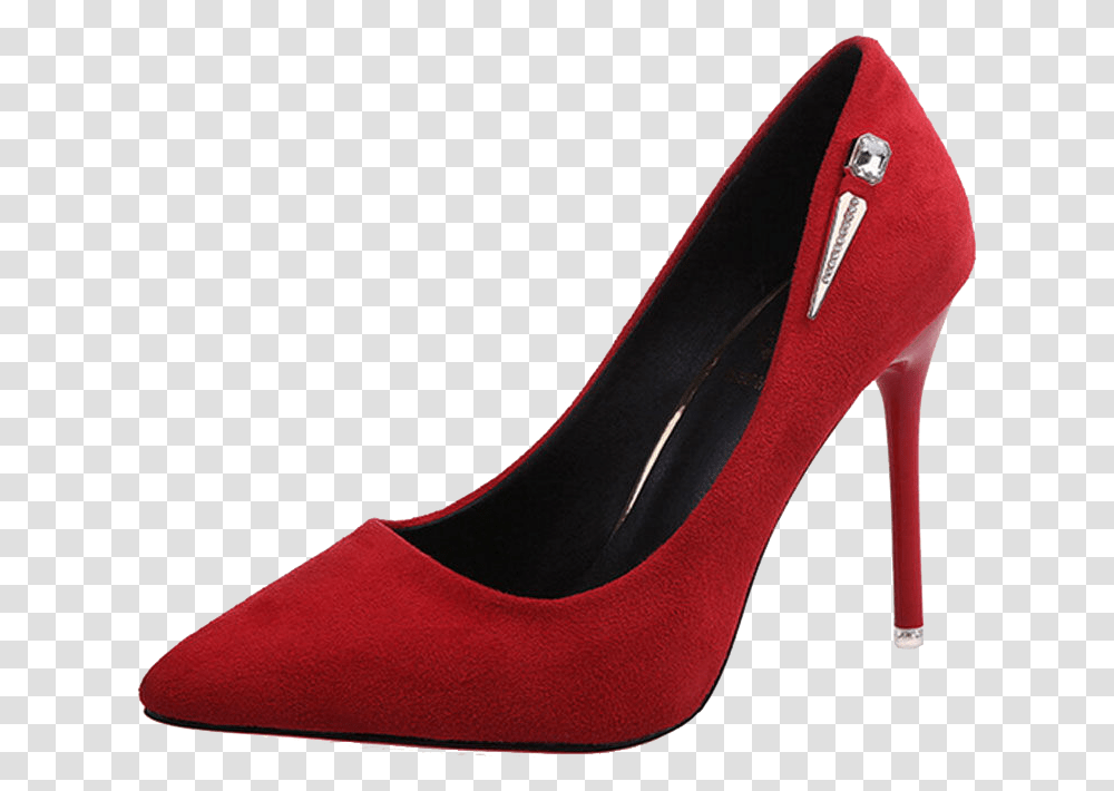 Slipper High Heeled Footwear Shoe Sandal Suede Red Heels, Apparel Transparent Png